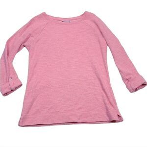 Croft & Barrow Pink Lightweight Knit Sweater Medium Roll Tab Sleeve Pullover